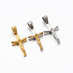 201 croce crocifisso in acciaio inossidabile da uomo a tema pasquale, colore misto, 26x15x5mm, Foro: 5x6 mm