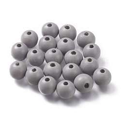 Painted Natural Wood Beads, Round, Gray, 16mm, Hole: 4mm
