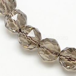 Natural Smoky Quartz Bead Strands, Faceted, Round, 8mm, Hole: 1mm, about 45pcs/strand, 16inch
