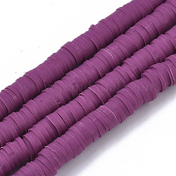 Handmade Polymer Clay Beads Strands, for DIY Jewelry Crafts Supplies, Heishi Beads, Disc/Flat Round, Purple, 6x0.5~1mm, Hole: 1.8mm, about 290~320pcs/strand, 15.75 inch~16.14 inch(40~41cm)