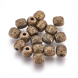 Perles en alliage de style tibétain, Sans cadmium & sans nickel & sans plomb, baril, bronze antique, 6x6mm, Trou: 1.6mm