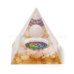 Générateurs d'énergie de résine de pyramide d'orgonite, Reiki – copeaux de quartz rose naturel à l'intérieur, pour la décoration de la maison et du bureau, 59.5x59.5x59.5mm