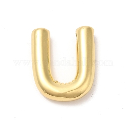Eco-Friendly Rack Plating Brass Pendants, Long-Lasting Plated, Lead Free & Cadmium Free, Real 18K Gold Plated, Letter Charm, Letter U, 21~23x13~26x4.5~5.5mm, Hole: 2.5~3.5x1.5~2mm