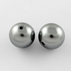 Gray Acrylic Imitation Pearl Round Beads for Chunky Kids Necklace, 20mm, Hole: 2mm
