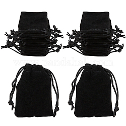 Beebeecraft 25Pcs Velvet Drawstring Bags 7x5CM Black Rectangle Jewelry Pouches for Jewelry Earplug and Key Chains