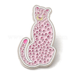 Emaille-Pins der rosa Serie, Broschen aus platinfarbener Legierung für Kleidung, Rucksäcke, Damen, Leopard, 35.5x20.5x1.5 mm