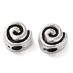 Perline in lega stile tibetano,  cadmio& piombo libero, cuore con spirale, argento antico, 8x9x6mm, Foro: 3 mm