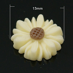 Resin Cabochons, Flower, for Costume & Headwear and Earring Decoration, Champagne Yellow, 13x4mm