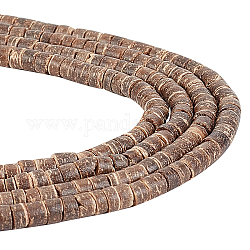 CHGCRAFT 4 Strands Natural Coconut Column Bead Strands, Camel, 5.5x3~5.5mm, Hole: 1mm, about 148pcs/strand, 22.4 inch