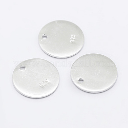 925 таблетка из стерлингового серебра, вырезано с 925, плоские круглые подвески, серебряные, 10x0.7 мм, отверстие : 1 мм