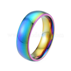 201 Edelstahl-Fingerring mit glattem Band für Damen, Regenbogen-Farb, Innendurchmesser: 17 mm