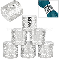 Металлические кольца для бумажных салфеток, выдолбить, для столовых принадлежностей для украшения стола, прямоугольные, серебряные, 170~173x48~51x0.3 мм