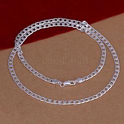 Популярный серебряный цвет покрыл латунные ожерелья цепи ограничения для людей, с карабин-лобстерами , 24 дюйм, 4 мм