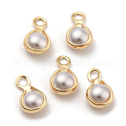 Abs de plástico imitación perla encantos, con latón hallazgo tono dorado, encanto de lágrima, crema, 7.5x4.5x2.5mm, agujero: 1.4 mm