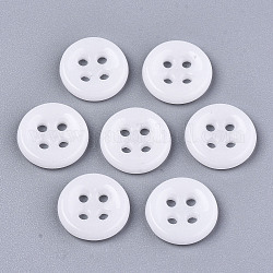Botones de costura hechos a mano de murano, plano y redondo, blanco, 4mm, agujero: 11.5x2.5 mm