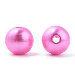 Perlas de imitación de plástico abs pintado con spray, redondo, color de rosa caliente, 10x9.5mm, agujero: 2 mm, aproximamente 1040 unidades / 500 g