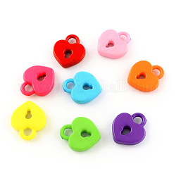 Opaque Acrylic Pendants, Heart Lock, Mixed Color, 20.5x18x4.5mm, Hole: 4mm, about 500pcs/500g