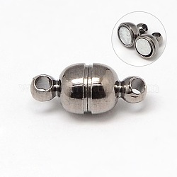 Круглые латунные магнитные застежки с петлями, сильный магнит класса n35, овальные, металлический черный, 11x5 мм, отверстие : 1 мм