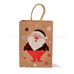 Rechteckige Papiertüten zum Thema Weihnachten mit Heißprägung, mit Griffen, für Geschenktüten und Einkaufstüten, Weihnachtsmann, Tasche: 8x15x21cm, Falte: 210x150x2mm