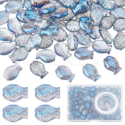 Sunnyclue 1 boîte de perles de poisson en verre, perles d'espacement d'animaux de l'océan, perles de poisson pour la fabrication de bijoux, fournitures de perles de mer d'été, kit de fabrication de bracelets, fil de cristal élastique, fournitures d'artisanat, bleu ciel