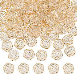 Nbeads 100 Stück transparente Acryl-Blumenperlen, goldene, mit Metall umwickelte Blumen-Charms, florale Abstandshalter, lose Perlen für Ohrringe, Armbänder, Schmuck, Scrapbooking, Basteln, Hochzeitsdekorationen, Bohrung: 1.6 mm