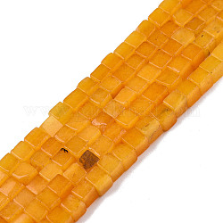 Fili di perline giada bianco naturale, tinto, cubo, arancione, 4~4.5x4~4.5x4~4.5mm, Foro: 1 mm, circa 88pcs/filo, 15.16 pollice (38.5 cm)