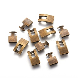 Tibetan Style Snap Lock Clasps, Cadmium Free & Nickel Free & Lead Free, Rectangle, Antique Bronze, 22x12x6mm, 19x12x5mm, Hole: 3x10mm