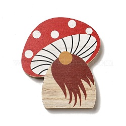 Cabochons en bois imprimés simple face d'automne, champignons, 118x103x12mm