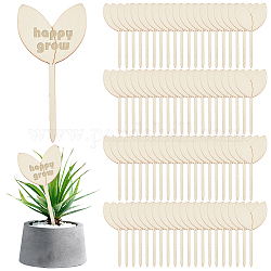 Etiquetas de plantas de madera con forma de hoja brotante, para semillas macetas hierbas flores vegetales, trigo, 125x60x2mm, 10 unidades / bolsa