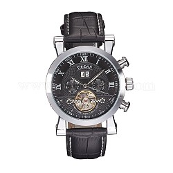 Tête de montre en alliage montres mécaniques, PU de la bande de montre de cordon, platine, 260x22 mm, cadran montre: 54x47.5x15 mm, boitier montre: 36 mm