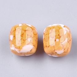 Perles en résine, imitation de copeaux de pierres précieuses, baril, orange foncé, 22x21mm, Trou: 2mm