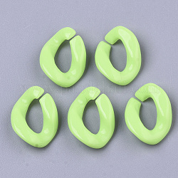 Opake Acryl Verknüpfung Ringe, Quick-Link-Anschlüsse, für Schmuck Bordsteinketten machen, Twist, hellgrün, 19x13x4 mm, Innendurchmesser: 5x9 mm, ca. 1250 Stk. / 500 g