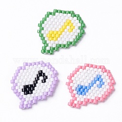 3 pièces 3 couleurs faites à la main miyuki japonais métier à tisser motif perles de rocaille, plat rond avec pendentifs motif note de musique, couleur mixte, 18.5x19x1.8mm, Trou: 0.7mm, 1 pc / couleur