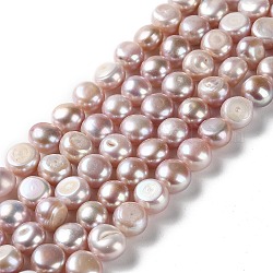 Fili di perle di perle d'acqua dolce coltivate naturali, due lati lucido, grado 4 un, blush alla lavanda, 9.5~11x6.5~8mm, Foro: 0.7 mm, circa 37pcs/filo, 14.02''~14.09'' (35.6~35.8 cm)