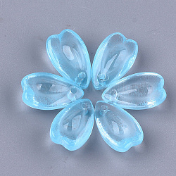 Transparente sprühlackierte Glasanhänger, Blütenblatt, Licht Himmel blau, 13x8x5.5 mm, Bohrung: 1 mm