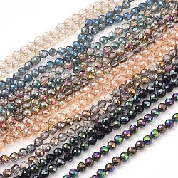 Chapelets de perles en verre électroplaqué, facette, ronde, couleur mixte, 6mm, Trou: 1.2mm, Environ 78 pcs/chapelet, 18.9 pouce (48 cm)