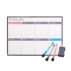 Magnetic Dry Erase Weekly Calendar for Fridge, with Fine Tip Markers and Large Eraser with Magnets, Monthly Whiteboard, Mixed Color, 29.8x42x0.05cm