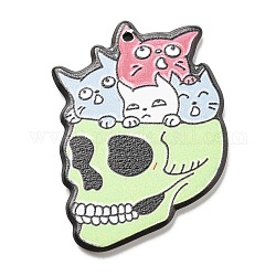 Акриловые подвески на тему хэллоуина, кошка, череп, 38x27x2.5 мм, отверстие : 1.5 мм