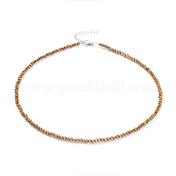 Collane di perline di vetro placca, con fermagli a zampa di aragosta in acciaio inossidabile e catene per marciapiedi, goldenrod, 14.96 pollice (38 cm)