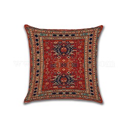 Квадратные наволочки из хлопка и льна, чехол для подушки с узором в персидском стиле, для дивана-кровати, квадратный, без наполнителя подушки, темно-красный, 450x450 мм