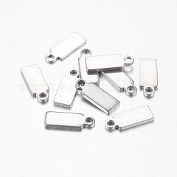 Charms tag vuoto con timbratura originale a colori 304 ciondoli rettangolari in acciaio inossidabile, 11x4x0.6mm, Foro: 1.5 mm