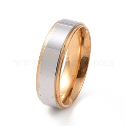 Zweifarbiger 201-Edelstahl-Ring mit glattem Band für Damen, goldenen und Edelstahl Farbe, Innendurchmesser: 17 mm