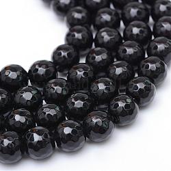 Chapelets de perles en verre, facette, ronde, noir, 6mm, Trou: 1mm, Environ 65 pcs/chapelet, 15.7 pouce