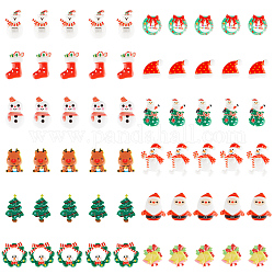 Gorgecraft 60 個ミニ樹脂クリスマスオーナメント 12 スタイルヒラタビーズミニクリスマス装飾サンタ雪だるまツリーベル靴下クマトナカイ装飾スクラップブッキング diy 工芸品ジュエリー携帯電話ケース