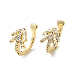 Clear Cubic Zirconia Arrow Cuff Earrings, Rack Plating Brass Jewelry, Long-Lasting Plated, Cadmium Free & Lead Free, Real 18K Gold Plated, 14.5x12x8.5mm