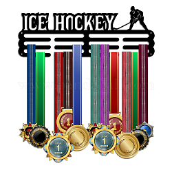 Спортивная тема железная вешалка для медалей настенная стойка для дисплея, с винтами, схема хоккейной клюшки, 150x400 мм