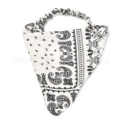 Diademas elásticas de tela para niñas, accesorios para el cabello bufanda triangular, flor con patrones de paisley, blanco, 278x245x2mm, diámetro interior: 110 mm