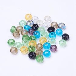 Perle di vetro misti, perline con foro grande, rondelle sfaccettato, colore misto, 8x5mm, Foro: 3 mm