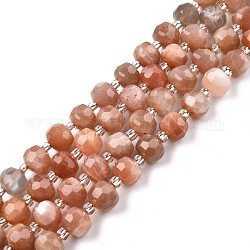 Chapelets de perles de sunstone naturelle naturelles, avec des perles de rocaille, facette, rondelle, 8x6mm, Trou: 1mm, Environ 20~22 pcs/chapelet, 7.09 pouce (18 cm)