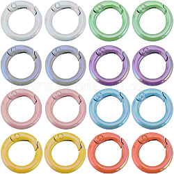 SUNNYCLUE 1 Box 16Pcs Spring Clasps Ring Spring Gate Ring Spring Clasps Purse O Ring Metal Round Carabiner Clips Trigger Spring O Rings for Jewelry Making Keyrings Buckle Bags Purses DIY Crafts